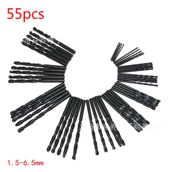 Aukštos kokybės 55pcs juoda Twist drill 1.5-6 .5 mm tiek tiesia rankena micro patarimai medienos woodworing