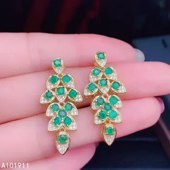 KJJEAXCMY fine jewelry gamtos Smaragdas 925 sterlingas sidabro moterų auskarai paramos bandymo populiarus