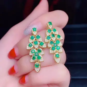 KJJEAXCMY fine jewelry gamtos Smaragdas 925 sterlingas sidabro moterų auskarai paramos bandymo populiarus