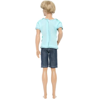 Vienas Vnt Vyrų Vasaros Aprangą Karoliai Dizaino T-shirt Džinsai, Trumpos Kelnės Atsitiktinis Dėvėti Drabužiai Ken Lėlės Priedai, Baby Girl Žaislas