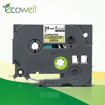 Ecowell 24mm Vidurio-D51 Vidurio-D51 Juoda fluorescencinė Žalia Laminuotos Etiketės Juostos Tz D51 spausdintuvo juostelę Brother P-Touch spausdintuvą