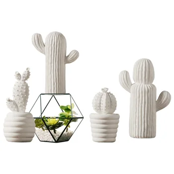 Šiaurės Stiliaus Keramikos Kaktusas Figūrėlės Amatų Kambarį Darbalaukio Dekoratyvinis Modeliavimas Žaliųjų Augalų Ornamentais Statulėlės Namų Dekoro