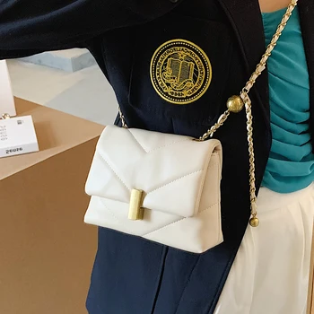 Vientisos spalvos Aikštėje Crossbody maišelį 2020 Nauji Aukštos kokybės Minkštos PU Odos Moterų Dizaineris Rankinės Grandinės Petį Krepšys