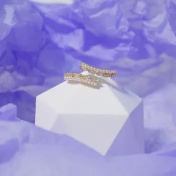 Subtilus Juvelyrikos 14 KARATŲ tikro Aukso Reguliuojamas Crystal Crown Žiedai, Moterų, Prabangos Cirkonis Perlas Sužadėtuvių Žiedai