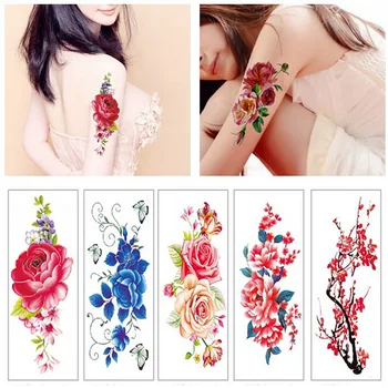 Grožio 1piece sudaro Netikras, laikinas tatuiruotes, lipdukai rožių žiedų rankos peties tatuiruotė vandeniui moterų big 