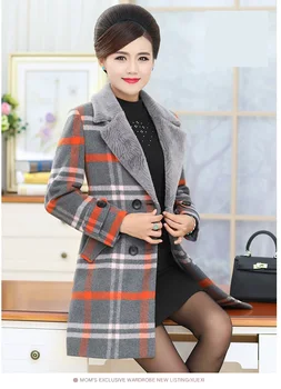 2020 Elegantiškas moterų švarkas Vilnoniai paltai Moterims Rudens Ir Žiemos paltai Pledas vilnoniai paltai NAUJAS vidutinio amžiaus drabužiai Aukštos kokybės 1371