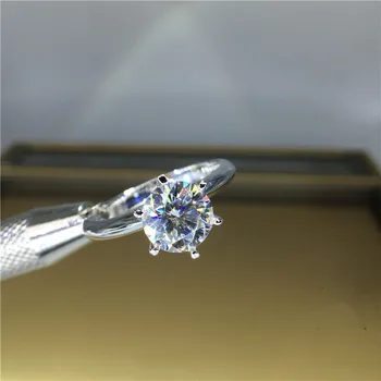 Vestuvių Moissanite Deimantų Žiedas Originali 18K 750 Baltas Auksas D spalva VVS MO-0011