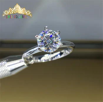 Vestuvių Moissanite Deimantų Žiedas Originali 18K 750 Baltas Auksas D spalva VVS MO-0011