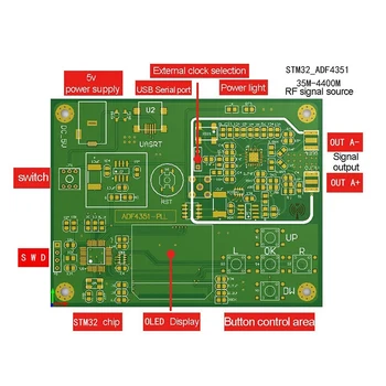 Karšto SV-ADF4351 OLED Ekranas Plėtros Taryba RF Profesinės 35M-4.4 G Tiksli Signalo Generatoriaus Modulis Dažnio Sintezatorius
