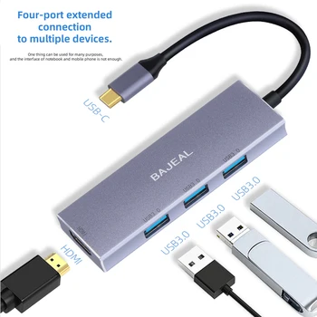 Pratęsimo Konverteris Adapteris Jungtis 4 1 Tipo C HUB 4K HDMI 3 USB 3.0 Multi-USB Adapteris Nešiojamas asmeninis KOMPIUTERIS