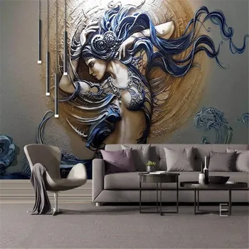 Milofi individualų didelės freskos tapetai, sienų danga 3D reljefo mados dinaminis grožio fone, sienos dekoratyvinis dažymas
