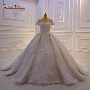 2020 m. Dubajaus vestuvių suknelė prabanga shinny bling vestuvių suknelė nuo peties dirželiai tikrasis darbas, foto prekės