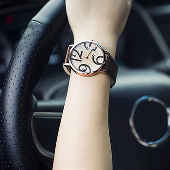 Unisex Mados Didelis arabiškais Skaitmenimis Analoginis Dirbtiniais Odos Juosta Kvarco Riešo Žiūrėti, žiūrėti moterų zegarek damski Mados žiūrėti už meilę