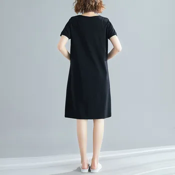 Vasaros korėjos Elegantiškas Atsitiktinis Suknelė laisvos Moters Kišenės vientisos Spalvos 