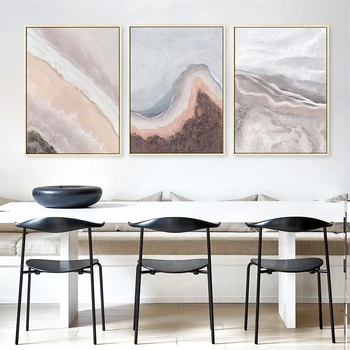 Rausvos spalvos, retro abstrakčiai jūros upės paplūdimys sienos meno tapybos drobės plakato spauda kambarį valgomasis prabangių namų puošybai