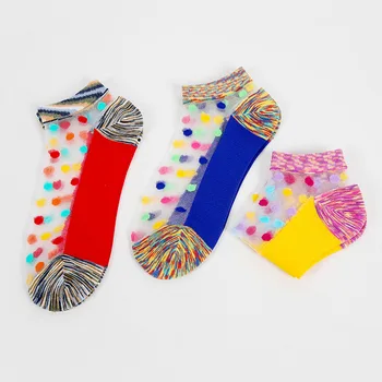 [EIOISAPRA]Spalvinga Dot-Ultra plonas Skaidrus, Paprastas Kojines Moterų Kūrybos Seklių Burną Kojinės Japonija Harajuku Calcetines Mujer