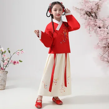 Etninės Mados Boutique Tango Kostiumai Mergaitėms Suknelės Vaikams Gėlių Siuvinėjimas Suknelė Kinų Stiliaus Hanfu