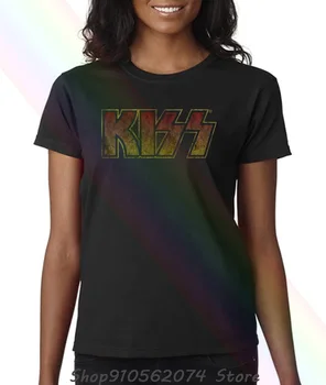Oficialus Kiss Derlius Logotipas Roko Grupė Moterų, T-shirt