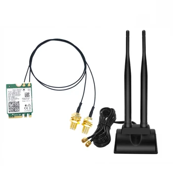 AX200NGW WiFi Kortelę su 6DB SMA Antena 3000Mbps WiFi 6 M. 2 NGFF Bluetooth 5.1 2.4 G/5G
