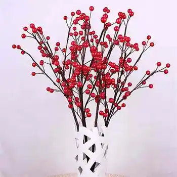 100vnt Dirbtinis Putų Ryškus Raudonas Holly Uogos Namų Girlianda Kalėdinė Dekoracija Gėlių Puokštė Apdaila, Medis, Priedai