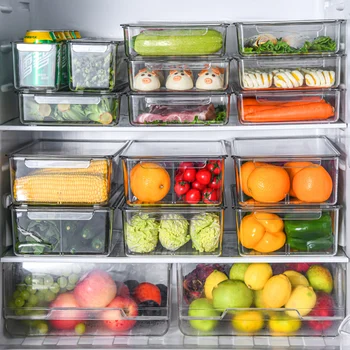 Šaldytuvas Maisto Produktų Laikymo Dėžutė Indą Su Dangteliu Ir Daliklis, Šaldytuvas Organizatorius Plastiko Atskirų Daržovių, Vaisių, Šviežių Langelį Didelis Ml