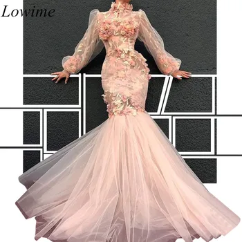 Naujas Mados Dizaino Musulmonų Oficialią Vakaro Suknelės 2019 Undinė ilgomis Rankovėmis Iliuzija Seksualus Vakaro Šalis, Chalatai 3D Gėlės Užsakymą