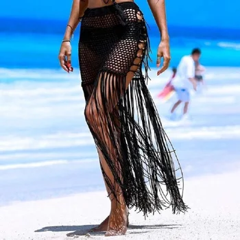 Ponios Kutais Bikini Ilgas Sijonas Tuščiaviduriai Rankomis Austi Sexy Fashion Beach Suit Sportinis Aukštos Juosmens, Push-Up Maudymosi Kostiumėlį, Maudymosi Kostiumėliai,