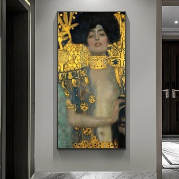 Judita ir Galvos Holofernes Gustavo Klimto Žinomų Paveikslų, Meno Plakatų Reprodukcijos Sienos Meno Gustav Klimt Aukso Nuotraukas
