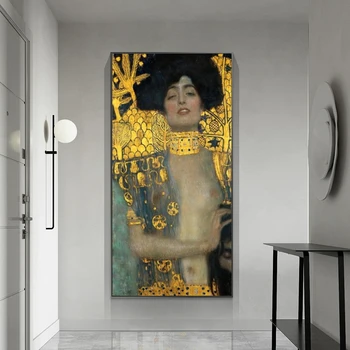 Judita ir Galvos Holofernes Gustavo Klimto Žinomų Paveikslų, Meno Plakatų Reprodukcijos Sienos Meno Gustav Klimt Aukso Nuotraukas