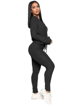 Rudenį Moterys 2 Gabalas Rinkiniai Lady Atsitiktinis ilgomis rankovėmis prarasti Viršuje Bodycon Kelnės Mados Kietos Moters Kostiumas streetwear dviejų dalių kostiumas