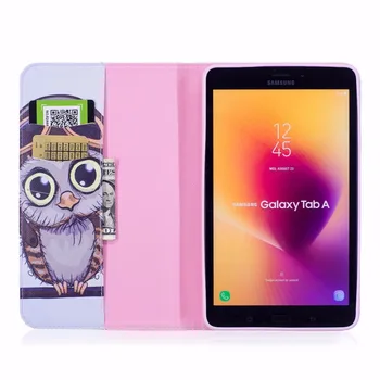 Mados Animacinių filmų Pelėda Case For Samsung Galaxy Tab 8.0 2017 T380 T385 SM-T385 Padengti Tablet Smart Stovėti TPU+PU Odos Apvalkalas