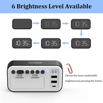 Elektroninis Žadintuvas Veidrodėliai Skaitmeninis LED Laikrodis-Žadintuvas Naktį, Šviesos, Skaitmeninis Laikrodis, Su USB Įkrovimo 5 Colių Garsas Žadintuvas
