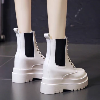 Platformos batai aukštos juoda balta batai moterims pleišto kulniukai padidinti aukštis zapatos para mujer atsparumas slydimui abrazyviniai