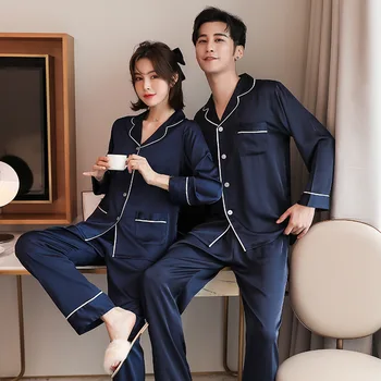 Pora Prabangių Pajama Tiktų Juoda Satino Pižamos Rinkiniai Sleepwear Pijama Naktį Tiktų Vyrų Ir Moterų Laisvalaikio Namuose Drabužiai