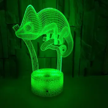Naujas Chameleonas 3d Led Nakties Šviesos Gražių animacinių filmų vaikams žaislus Kalėdų dekoratyvinis apšvietimas Nuotolinio Jutiklinį jungiklį led lempos