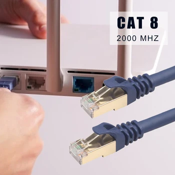 Ethernet Kabelis RJ45 Cat8 Lan Kabelį SFTP RJ45 Tinklo Kabelis Cat7 Suderinama Pleistras Laidą Modemas Maršrutizatorius 40Gbps Kabelis Ethernet