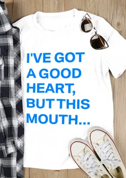 Aš Turiu Gerą Širdį, Bet Ši Burną T-Shirt juokinga šūkis tees vasaros medvilnės laiškas spausdinti viršūnes camisetas tumblr grunge marškinėliai
