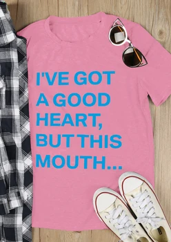 Aš Turiu Gerą Širdį, Bet Ši Burną T-Shirt juokinga šūkis tees vasaros medvilnės laiškas spausdinti viršūnes camisetas tumblr grunge marškinėliai