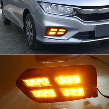 LED Dienos Veikia Šviesos DRL Geltoni Posūkio Signalai, Priešrūkinis Žibintas Honda Miestas 2017 2018