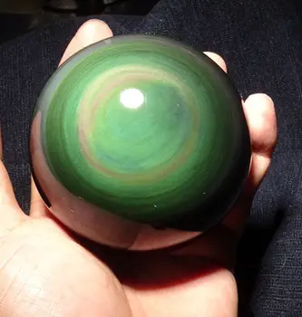 Natūralus kvarco kristalas vaivorykštinis obsidianas akies obuolio