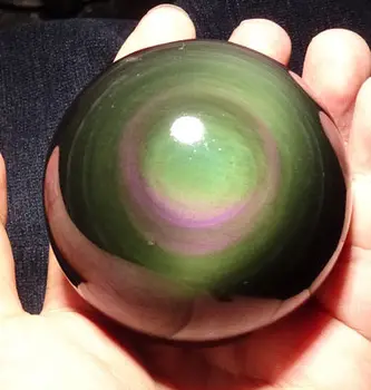 Natūralus kvarco kristalas vaivorykštinis obsidianas akies obuolio