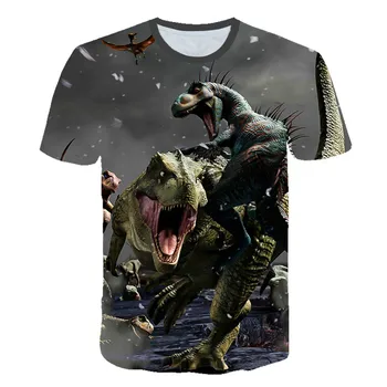 Dinozaurai 3D spausdinimo berniukų ir mergaičių marškinėliai, vaikų animacinių filmų animacija atsitiktinis marškinėliai, mados asmeninį vaikų T-shi