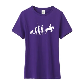 Naujas Važiuoti Arklių Marškinėliai Moterims trumpomis Rankovėmis O-Kaklo Medvilnės Jojimo Arklio Evoliucija, T-marškinėliai Jojimo Merginos Moters Marškinėlius OS-102