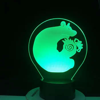 KARALIUS PILKASIS LOKYS TINGINYS LED ANIME LEMPOS SEPTYNIOS MIRTINOS 3D LED Nakties Šviesos Vaikams, Miegamojo Dekoras, Šviesos, Spalvų Lentelė Naktį Lempa