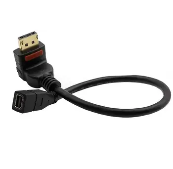 30cm DisplayPort male Kampas 90 Laipsnių į Mini DisplayPort Female Jungtis su sagtimi valdymo mygtuką Adapterio kabelis