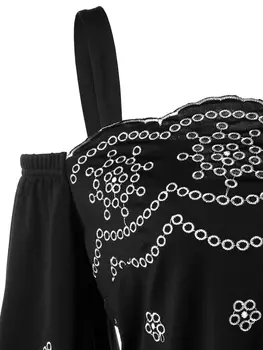 Wipalo Plius Dydis 5XL Atsitiktinis Moterų Marškinėliai Mados Vasaros 2018 Troškinti Krašto Šalto Pečių T-Shirt Kvadratinių Kaklo Siuvinėjimo Tees