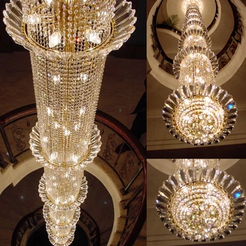 Dia80CM Krištolo sietynas, villa du kartus grindų kambarį lempos viešbučio fojė kristalų liustra pritaikymas savo reikmėms