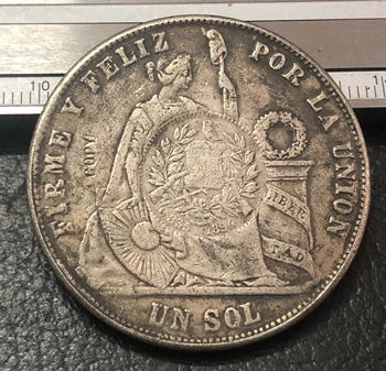 1865 Peru 1 Sol Kopijuoti Monetos