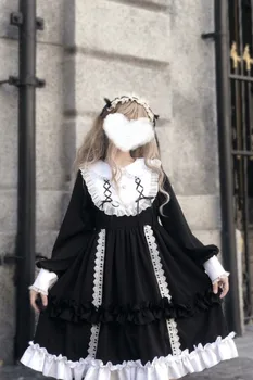 Vientisos Spalvos Lolita Dress Didelis Sijonas Op ilgomis Rankovėmis Suknelė Naują Stiliaus fėja dress arbatėlė lolita dress saldus lolita lėlės