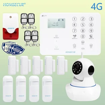 HOMSECUR 2 Rinkiniai pasirinkimas Belaidžio ryšio ir laidinio 4G/GSM apsaugos nuo Įsilaužimo Įsilaužimo Signalizacijos Sistema+Belaidžių IP kamerų